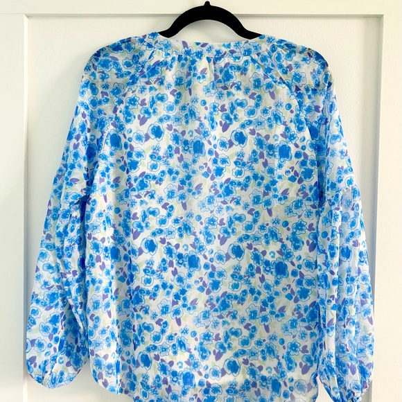 Blue floral spring / summer blouse - Picture 2 of 2